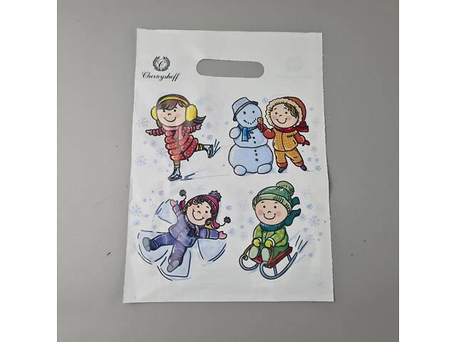 Пакети з вирубаною ручкою (22*30)п Н.Год 'Деті' Рендпако (50 шт.) - Фото 1