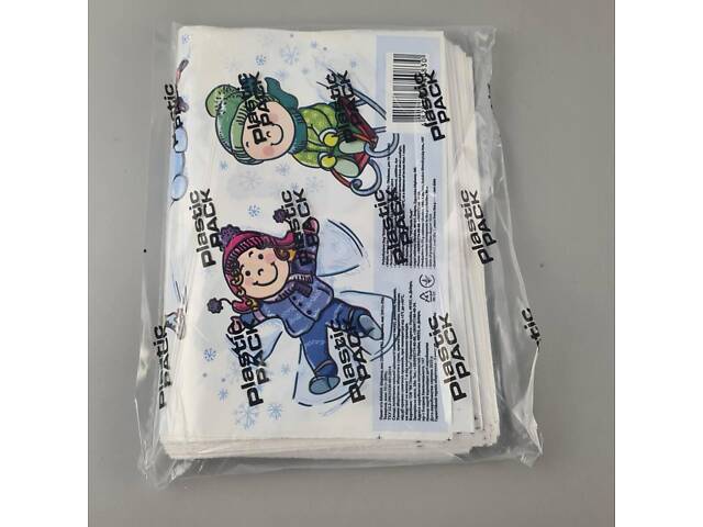 Пакети з вирубаною ручкою (22*30)п Н.Год 'Деті' Рендпако (50 шт.) - Фото 3