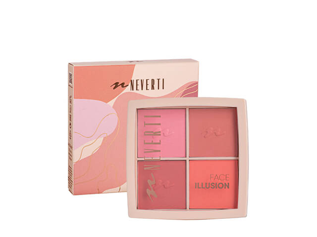 Палетка румян Neverti Illusion Blush 4 оттенка (NP207)
