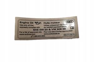 Панель інформація наклейка масло 0W20 508 00 Audi