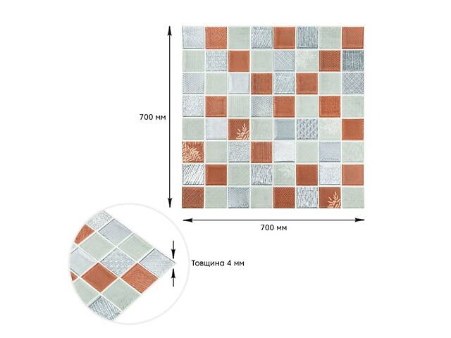 Панель стінова 3D 700х700х4мм Мозаїка коричнева SW-00002012 - Фото 3
