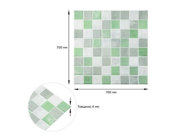 Панель стінова 3D 700х700х4мм Мозаїка зелена SW-00002010 - Фото 3