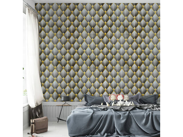 Панель стінова 3D 700х700х4мм Ромб сірий SW-00001986 - Фото 5