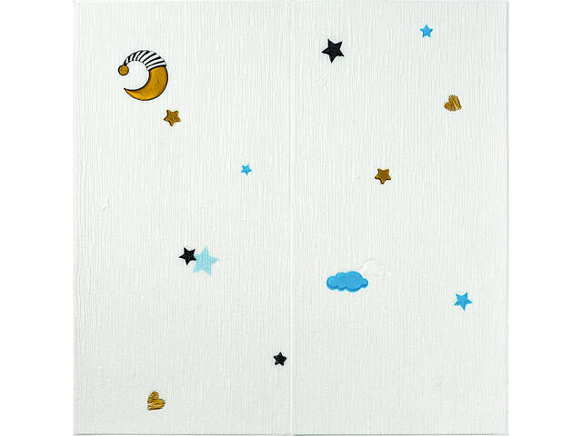 Панель стінова 3D 700х700х4мм Зірки та місяць на білому фоні SW-00001970 - Фото 1