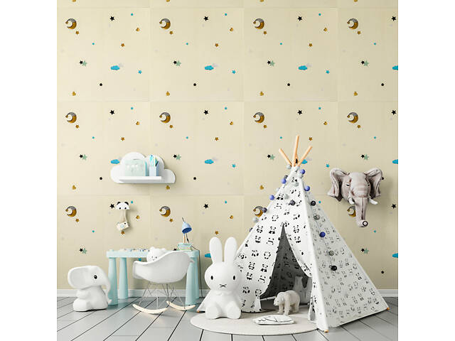 Панель стінова 3D 700х700х4мм Зірки та місяці на бежевому фоні SW-00001971 - Фото 7