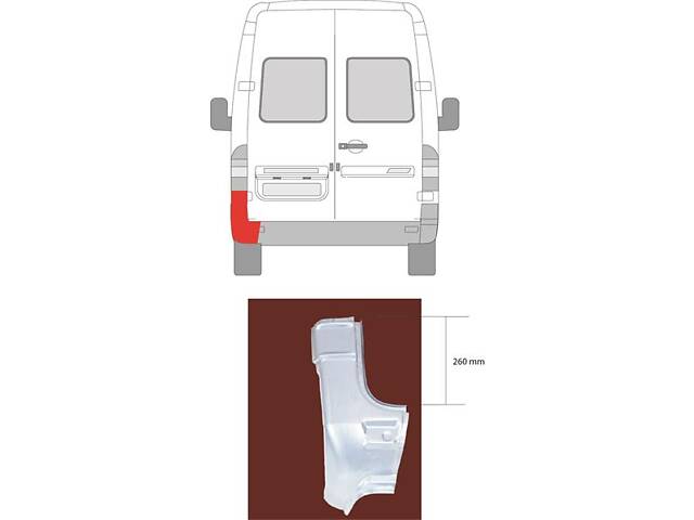 Панель задняя VW LT 28-46 (2DA, 2DD, 2DH) / VW LT 28-35 (2DB, 2DE, 2DK) 1995-2012 г.