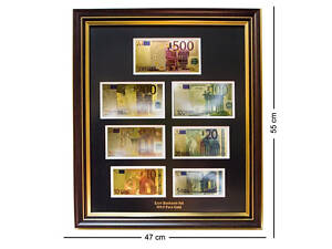 Панно на стіну дерев'яне Усі банкноти EUR (євро) Євросоюз 47х55 см 160093 сувенір