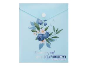 Папка-конверт А6 на кнопке BLUEBERRY ARABESKI аквамарин BM.3922-52 BUROMAX матовый полупрозрачный пластик (4823126816555