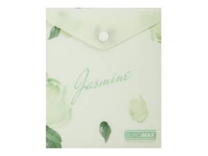 Папка-конверт А6 на кнопке JASMINE ARABESKI мятная BM.3922-38 BUROMAX матовый полупрозрачный пластик (4823126809618)