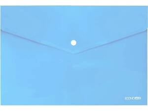 Папка пластиковая на кнопке Eкономикс A4 прозрачная, пастельная голубая