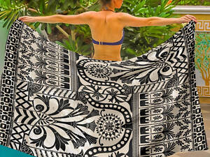 Парео пляжное с 3D принтом Black Ritual 31157 80х150 см