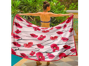Парео пляжное с 3D принтом Red Bloom 31177 150х180 см