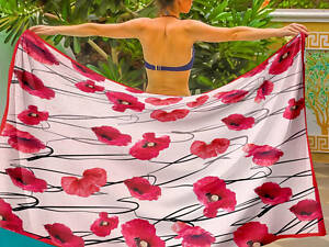 Парео пляжное с 3D принтом Red Bloom 31177 150х180 см