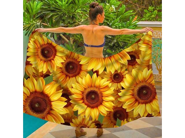 Парео пляжное с 3D принтом Sunlight Bloom 31088 80х150 см - Фото 1
