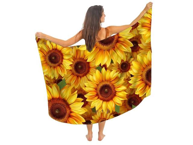 Парео пляжное с 3D принтом Sunlight Bloom 31088 80х150 см - Фото 2
