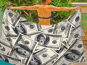 Парео пляжное с 3D принтом Rich Vibes 31095 120х150 см