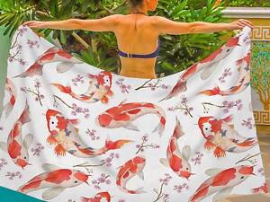 Парео пляжне з 3D принтом Sakura Koi 31117 150х180 см