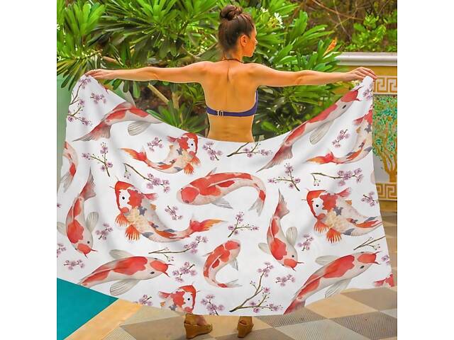 Парео пляжное с 3D принтом Sakura Koi 31117 150х180 см - Фото 1