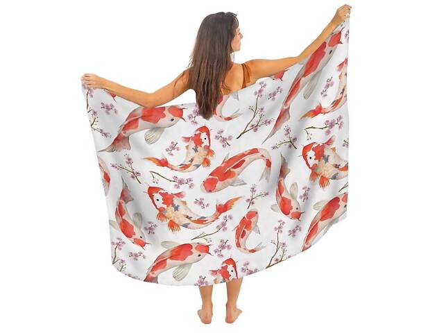 Парео пляжное с 3D принтом Sakura Koi 31117 150х180 см - Фото 2