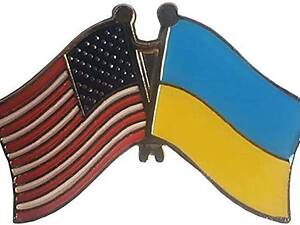 Парний прапор України значок 25х40 мм. Пін Україна. Пін США. Україна та Америка RESTEQ значок
