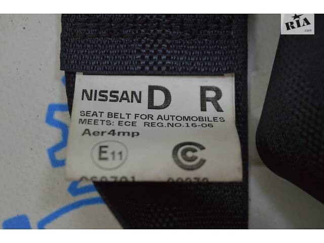 Пассажирский ремень безопасности с натяжителем Nissan Leaf 18-19 черный (01) 86884-5SA8B
