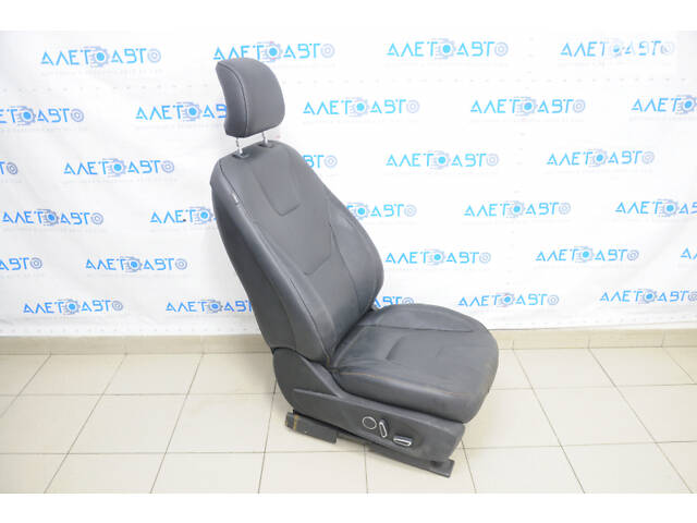 Пасажирське сидіння Ford Fusion mk5 17-20 без airbag, titanium, електро, шкіра чорне, топляк, не працює електрика