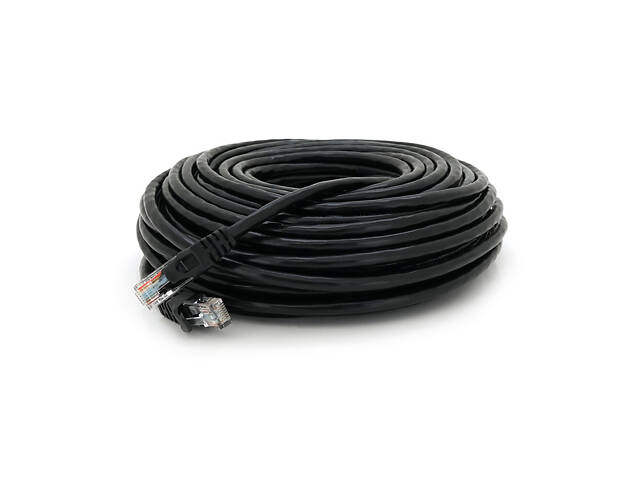 Патч-корд литий RITAR, UTP, RJ45, Cat.6, 25m, чорний, Cu (мідь) - Фото 1