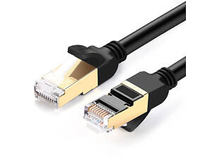 Патч-корд Ugreen NW107 прямой UTP сетевой кабель Ethernet Cat7 с RJ 45 2м Черный (11269)