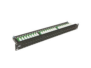 Патч-панель Merlion 48 портів UTP DUAL кат 5Е 19' 1U неекранована чорна Q10