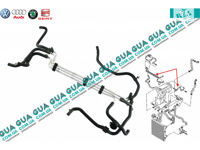 Патрубок / шланг системы охлаждения ( в сборе ) 1K0122447BS VW / ВОЛЬКС ВАГЕН CADDY III 2004- / КАДДИ 3 04-, Skoda / ШКО