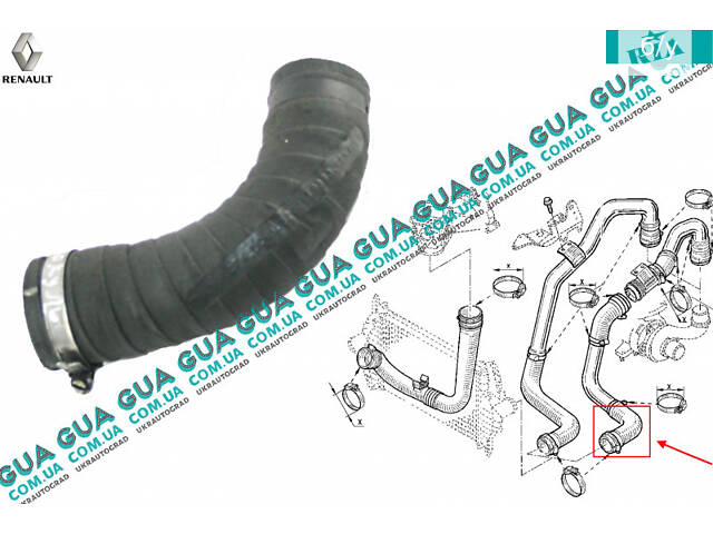 Патрубок ( трубка ) інтеркулера від турбіни до радіатора 8200119883 Renault/РЕНО LAGUNA II/ЛАГУНА 2, Renault/РЕНО ES