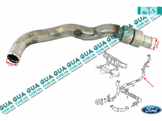 Патрубок интеркулера от турбины к радиатору 6X436C690AB Ford / ФОРД MONDEO III 2001-2007 / МОНДЕО 3, Jaguar / ЯГУАР X-TY