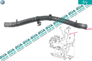 Патрубок системи охолодження (до бачка) 044121109B VW/ВОЛЬКС ВАГЕН TRANSPORTER IV 1990-2003/ТРАНСПОРТЕР 4 90-03
