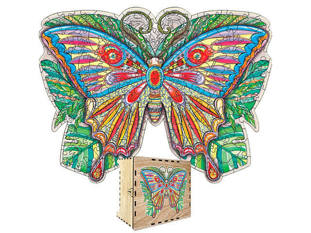 Пазл А3 Метелик 191 фігурний елемент з дерева 41.9x31.6 см у подарунковій упаковці 41.9x31.6 см - Фото 1