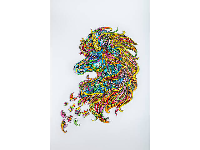 Пазл А3 Єдиноріг з дерева 183 фігурні елементи 46х31 см у подарунковій коробці - Фото 2