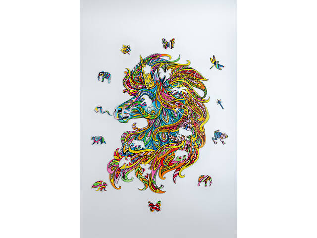 Пазл А3 Єдиноріг з дерева 183 фігурні елементи 46х31 см у подарунковій коробці - Фото 8