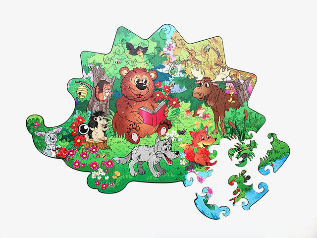 Пазл А3 Їжачок 66 фігурних елементів 32.8х46 см з натурального дерева - Фото 2