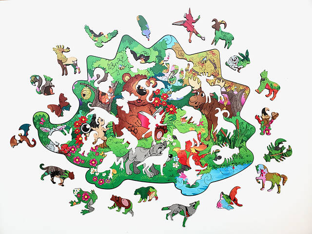 Пазл А3 Їжачок 66 фігурних елементів 32.8х46 см з натурального дерева - Фото 4