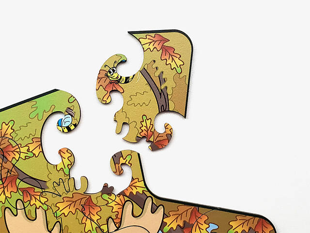 Пазл А3 Їжачок 66 фігурних елементів 32.8х46 см з натурального дерева - Фото 6