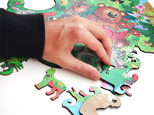 Пазл А3 Їжачок 66 фігурних елементів 32.8х46 см з натурального дерева - Фото 7