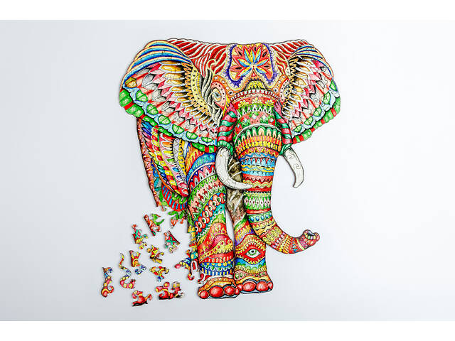 Пазл А3 фігурний дерев'яний Слон 179 фігурних елементів у подарунковій коробці - Фото 5