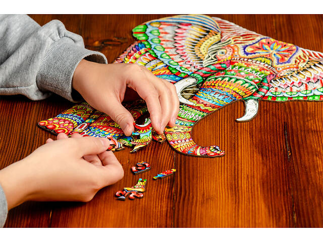 Пазл А3 фігурний дерев'яний Слон 179 фігурних елементів у подарунковій коробці - Фото 8