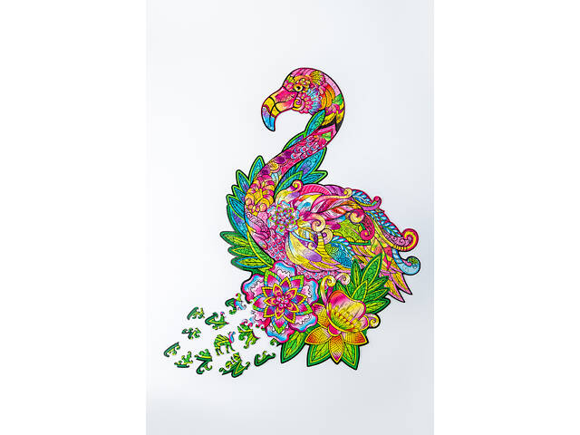 Пазл А3 Фламінго з фігурними елементами 196 шт. у подарунковій коробці з дерева - Фото 2