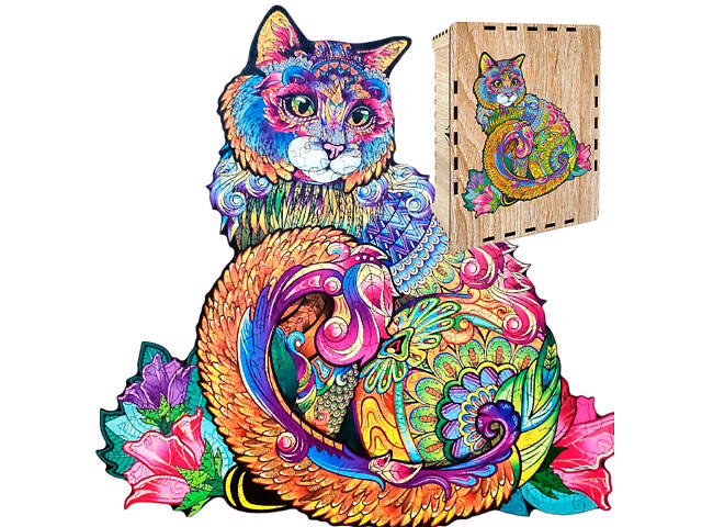 Пазл А3 Кішка 420х488мм 208 елементів у дерев'яній коробочці - Фото 1