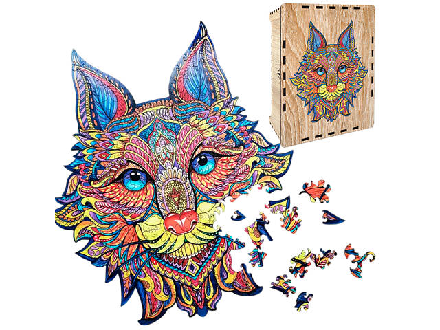 Пазл А3 Лісовий кіт з дерева 165 фігурних елементів у подарунковій коробочці - Фото 1