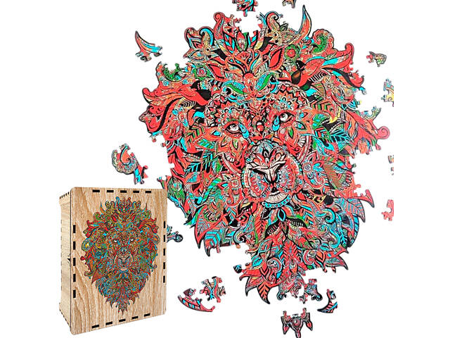 Пазл А3 Лев з дерева 127 елемента 31.6х41.7 см у подарунковій коробці - Фото 1