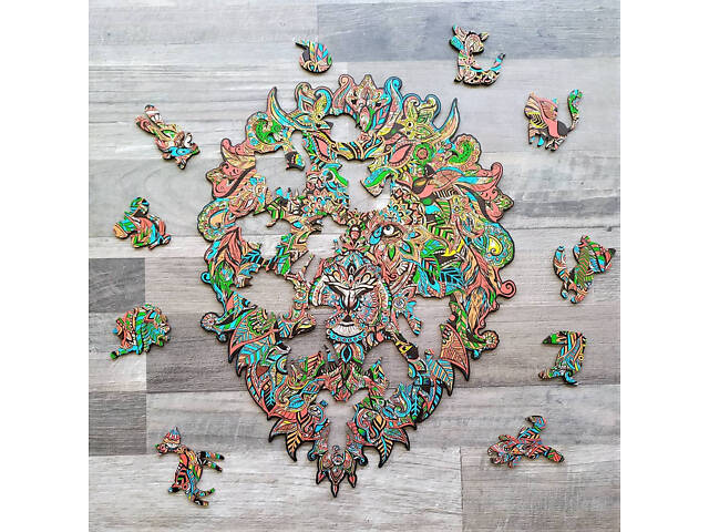 Пазл А3 Лев з дерева 127 елемента 31.6х41.7 см у подарунковій коробці - Фото 7