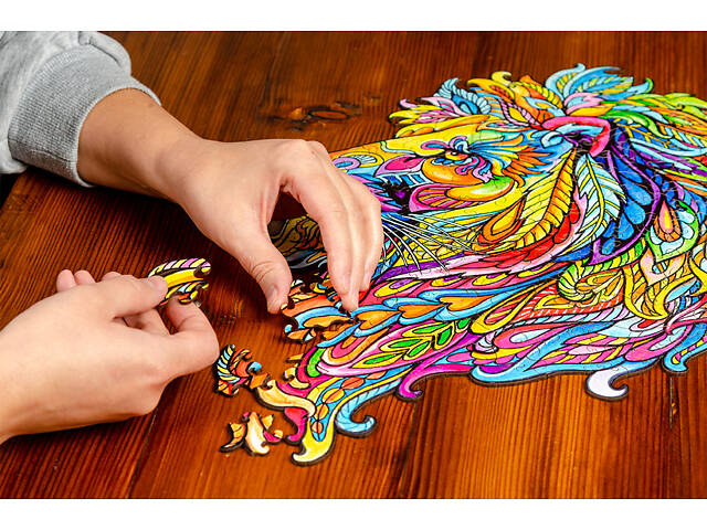 Пазл А3 Лев з дерева 150 фігурних елементів 46х32 см у подарунковій коробці - Фото 10