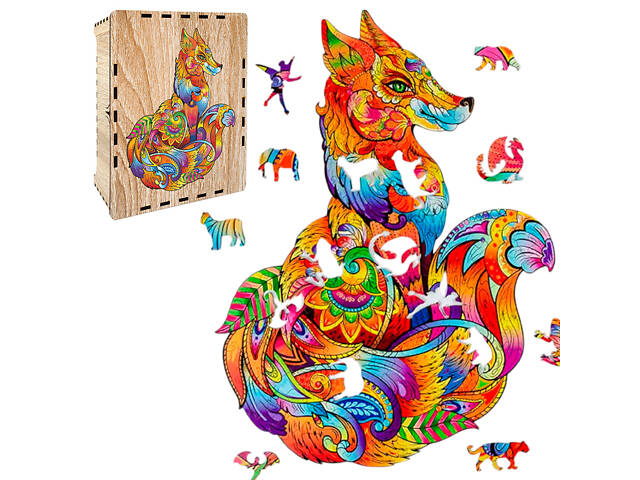 Пазл А3 Лисиця 38х48 см з дерева на 167 фігурних елементів у подарунковій коробочці - Фото 1