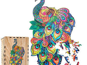 Пазл А3 Павич 184 фігурні елементи в подарунковій коробочці 29.6х53.8 см з дерева